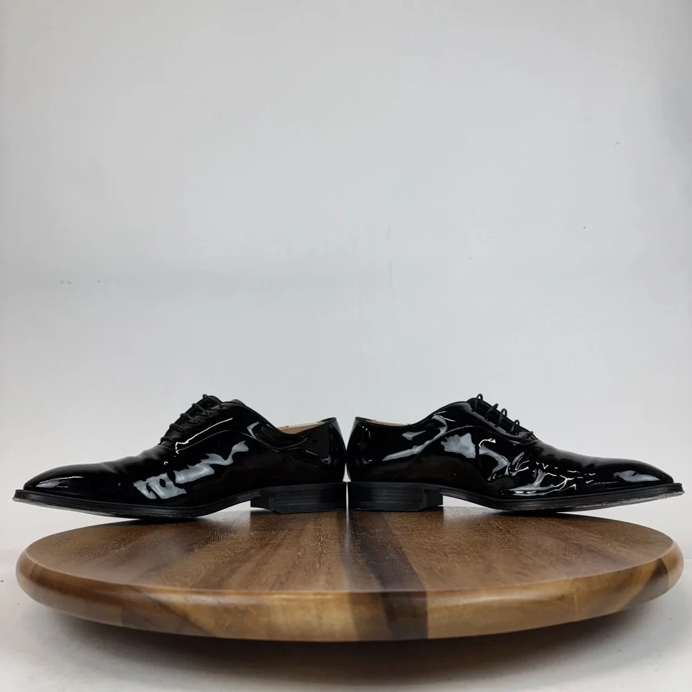 Mens Boss Derrek Black Patent Leather Formal Comfort Oxford Shoes Size 9.5 M GUC